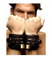 Paire d'attaches poignets rembourrée - menottes bdsm gay effet cuir