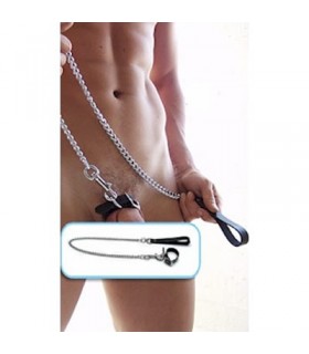 Cockring Ajustable avec Laisse cuir et métal