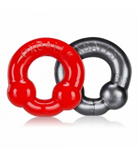 Oxballs Cockring Ultraballs rouge et gris