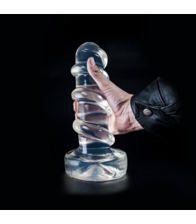 Dildo géant méga spirale transparent