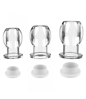 Plug Anal Tunnel Transparent avec Bouchon Stopper - gay shop