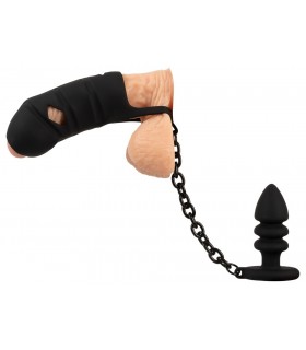 Cage de Chasteté Avec Chaine Plug Anal