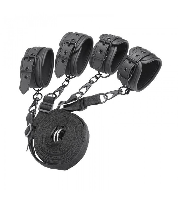 Attache Lit Bondage Fetish Cuir Vegan Noir