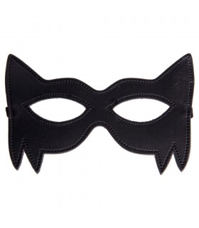Masque Félin Effet Cuir Noir