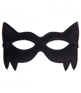 Masque Félin Effet Cuir Noir