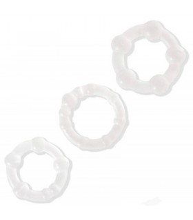 Kit 3 Cockring à Perles Transparent - anneau pénis - gay shop