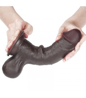 Gode Marron avec Testicules 19x4,5cm - gode gay réaliste