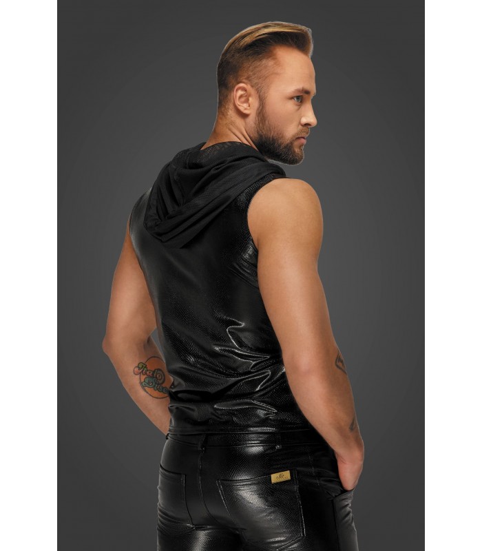 Veste Sans Manche Effet Cuir Serpent - Noir Handmade - Vestiaire Gay shop