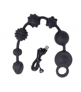 Chapelet Anal Vibrant 6 Boules 3 Moteurs