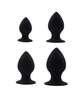 Coffret 4 Plug Anal Silicone Noir