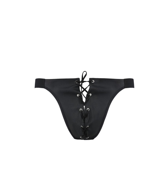 Slip Ouvert Effet Cuir Noir Ben Passion