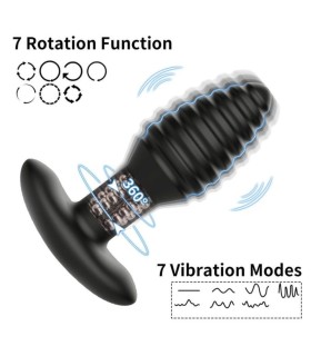 Plug Anal Vibrant Strié et à Rotation