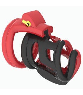 Cage de Chasteté Rigide Bicolore noir et rouge