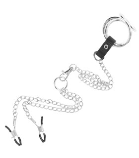 Cockring Métal Triple Anneau avec Pinces Tétons