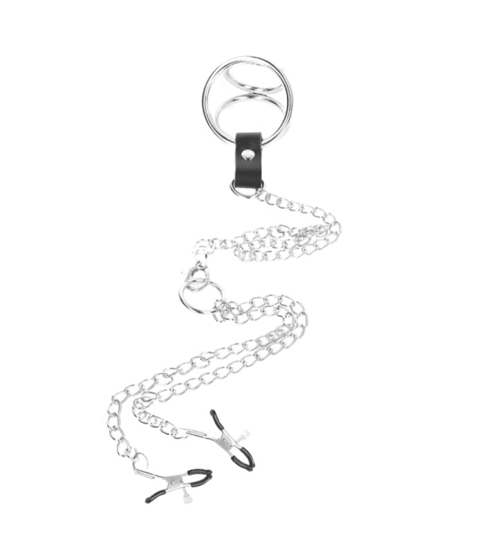 Cockring Métal Triple Anneau avec Pinces Tétons