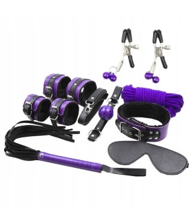 Coffret Secret Bondage Violet et Noir 8 Pièces