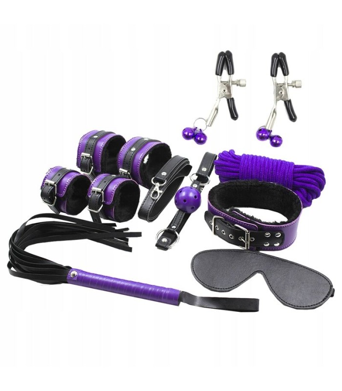 Coffret Secret Bondage Violet et Noir 8 Pièces