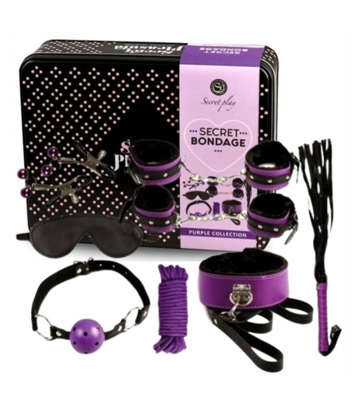 Coffret Secret Bondage Violet et Noir 8 Pièces