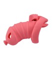 cage à pénis en silicone doux avec orifice urinaire et anneaux ajustable