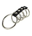 Cockring de Contrainte 5 Anneaux en métal et effet cuir