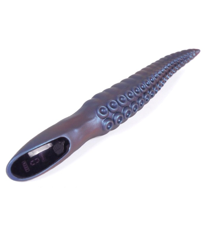 Gode vibrant forme tentacule bleu navy avec ventouses