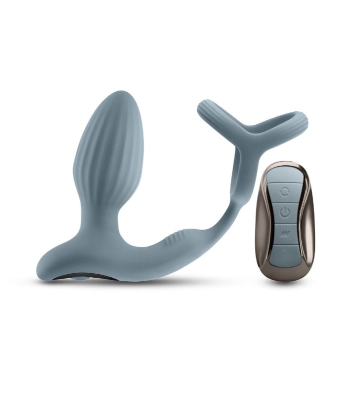 Plug Anal Vibrant et Rotatif avec Anneau Pénis et Testicules