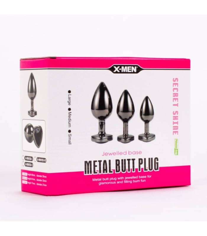 Coffret 3 Plugs Bijou Anal Coeur Noir