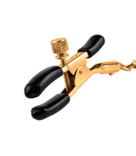 Pinces à Seins Chaine Fetish Gold avec pinces ajustables