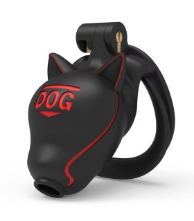 Cage de Chasteté Rigide Dog Black en forme de tête de chien