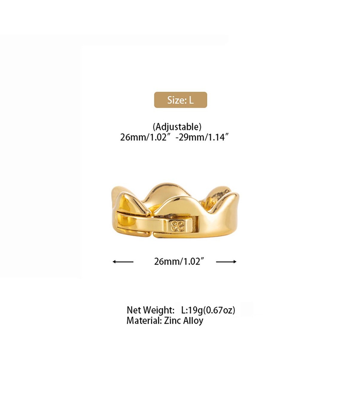 Roi des Anneaux de Glang Or Ajustable