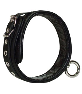 Collier BDSM Cuir 4 cm Anneau Métal