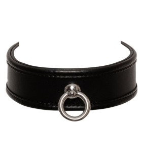 Collier BDSM Cuir 4 cm Anneau Métal