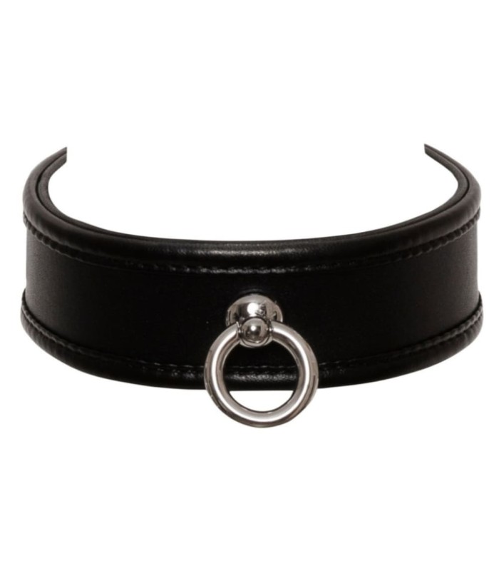 Collier BDSM Cuir 4 cm Anneau Métal