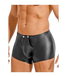 Boxer Noir Ouvert Effet Cuir