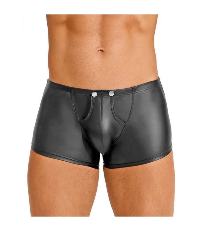 Boxer Noir Ouvert Effet Cuir
