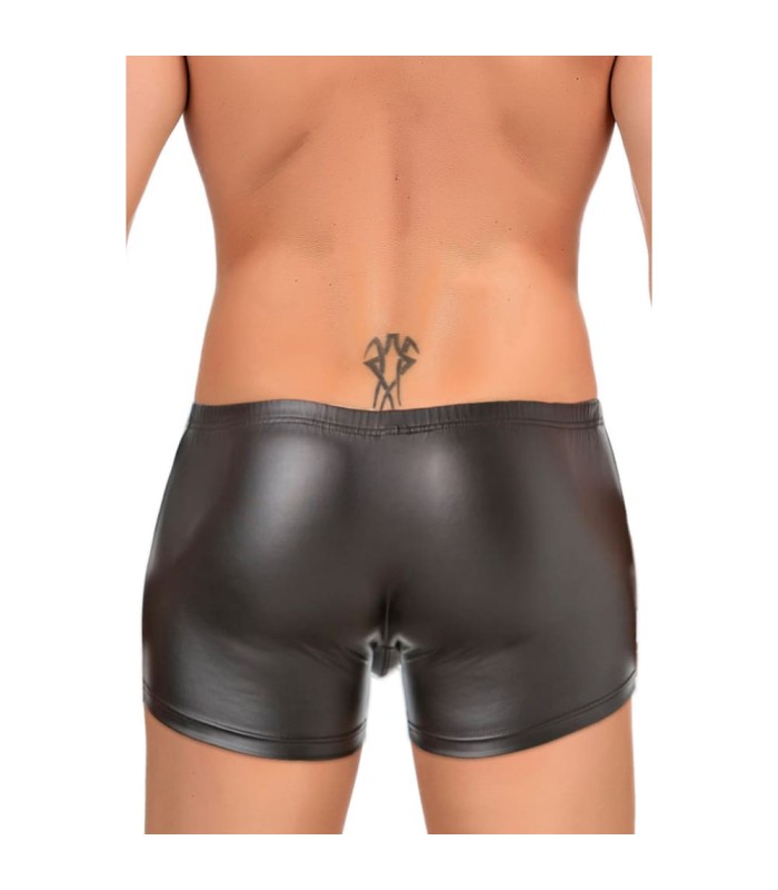 Boxer Noir Ouvert Effet Cuir