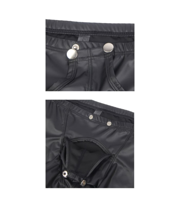 Boxer Noir Ouvert Effet Cuir