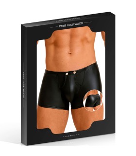 Boxer Noir Ouvert Effet Cuir