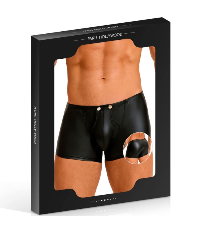 Boxer Noir Ouvert Effet Cuir