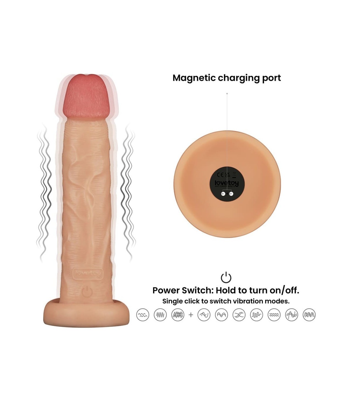 Gode Réaliste Vibrant Power Basics Lovetoy gay shop pas cher