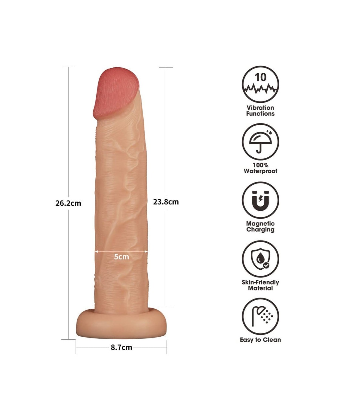 Gode Réaliste à Vibrations 23x5cm