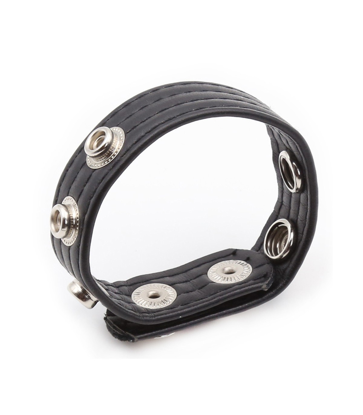 Cockring réglable en diamètre en simili cuir noir flexible