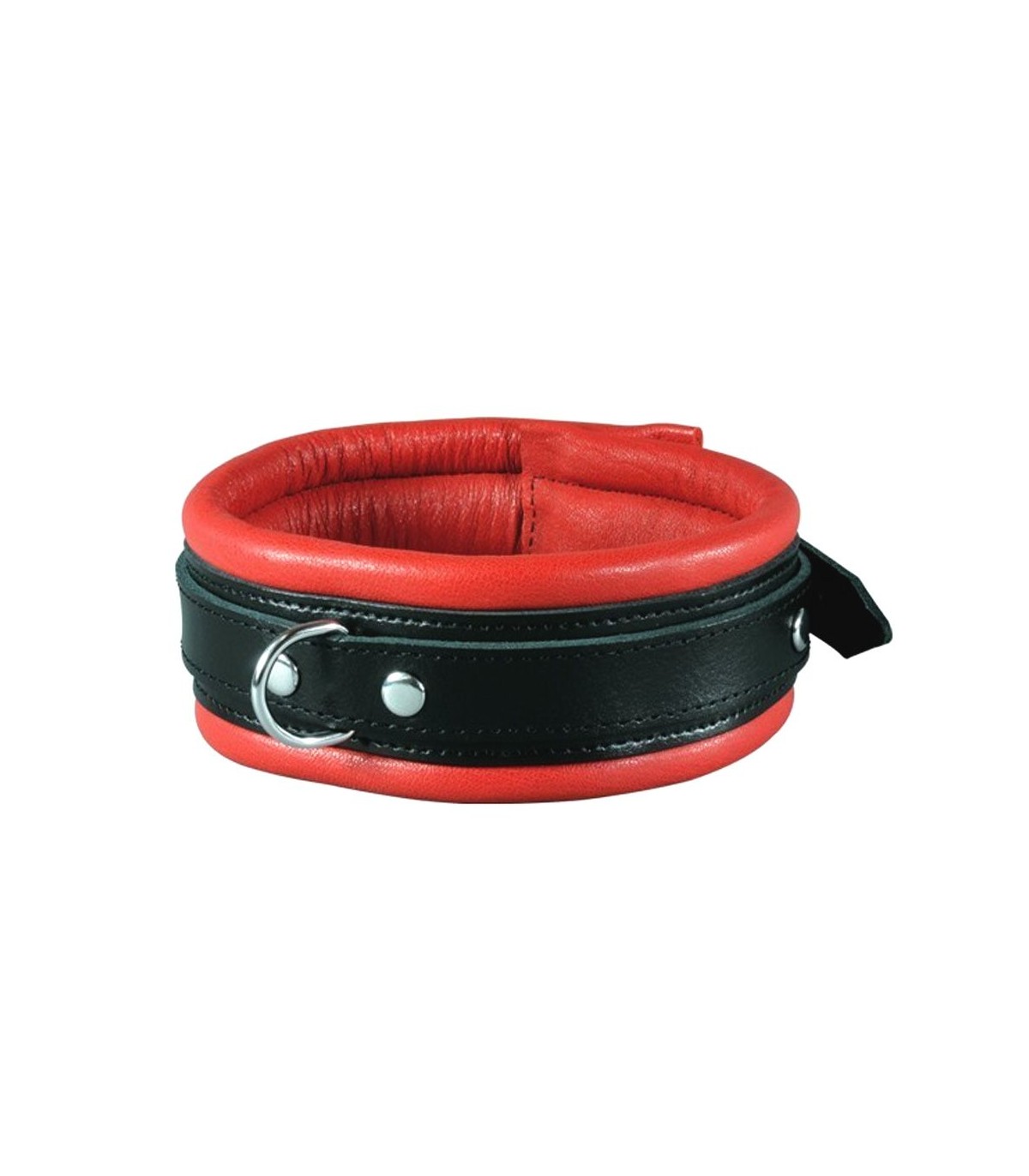 Collier Cuir Rouge et Noir BDSM 5cm