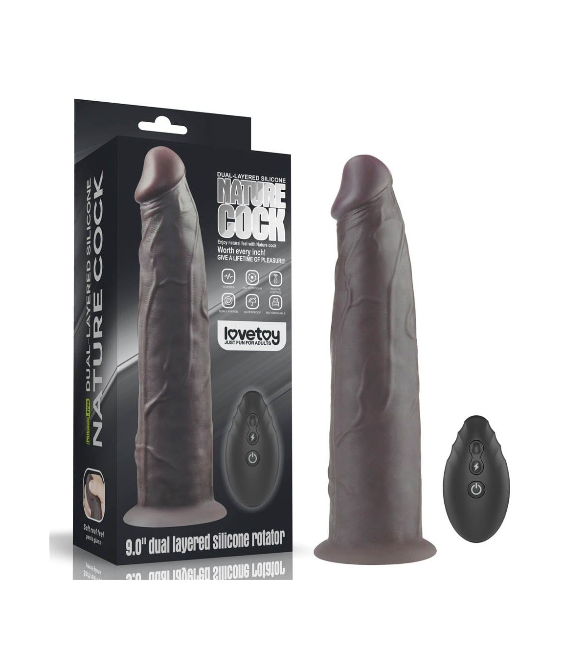 Gode Réaliste Vibrant Rotatif Marron 21x5cm