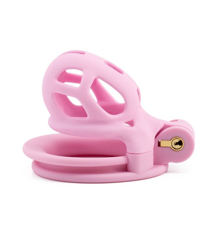 Cage pénis ABS rose avec anneaux réglables