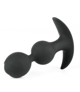 Plug Anal Silicone Noir Boule Métallique