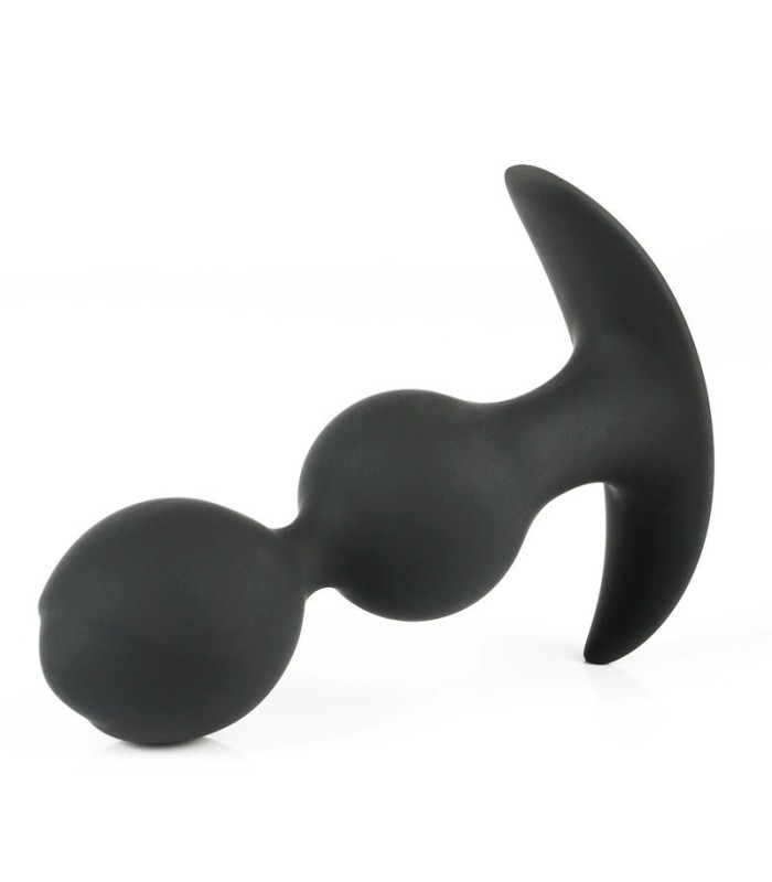 Plug Anal Silicone Noir Boule Métallique