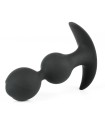 Plug Anal Silicone Noir Boule Métallique