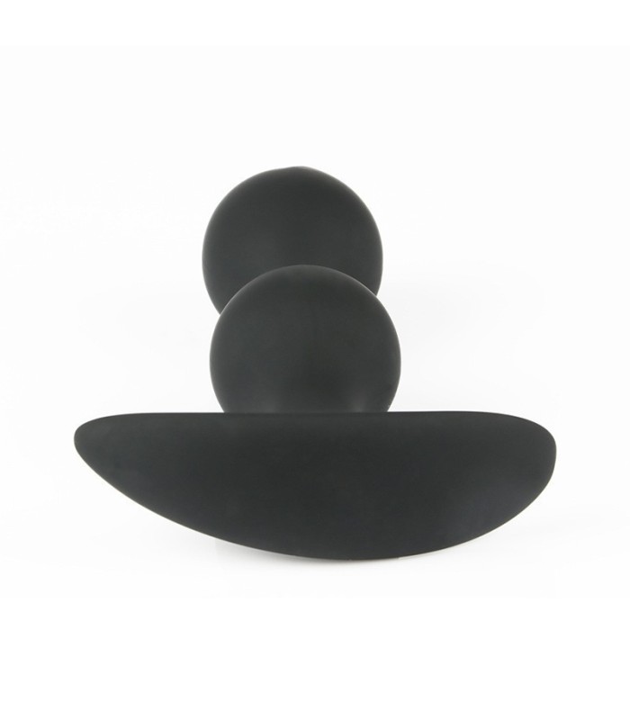 Plug Anal Silicone Noir Boule Métallique