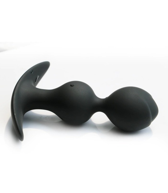 Plug Anal Silicone Noir Boule Métallique